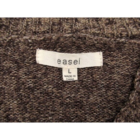 Easel Cardigan Duster Womens Large Brown Open Acrylic Sweater Pocket Cottagecore - Picture 6 of 9